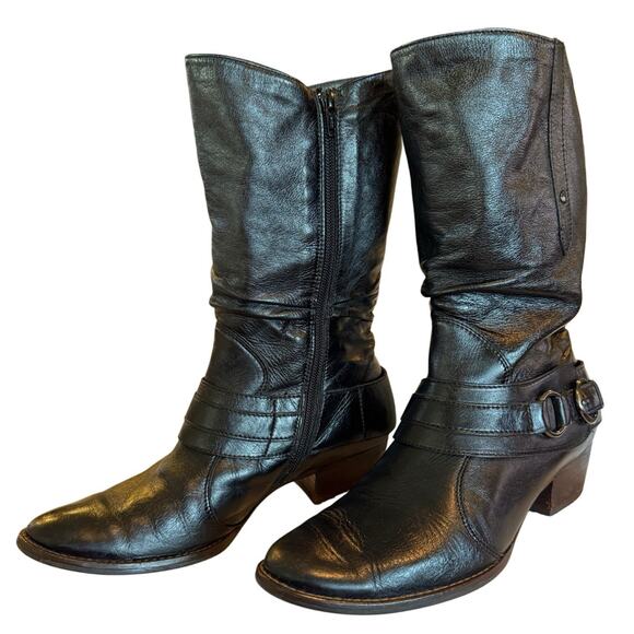 $450 Luxury Paul Green‎ Austrian BLK Leather Buckle Slouchy Boots EU36 US5-5.5 - Picture 3 of 9